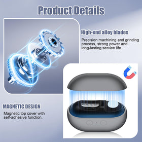 Wudmew Electric Nail Clippers showing built-in storage for nail debris