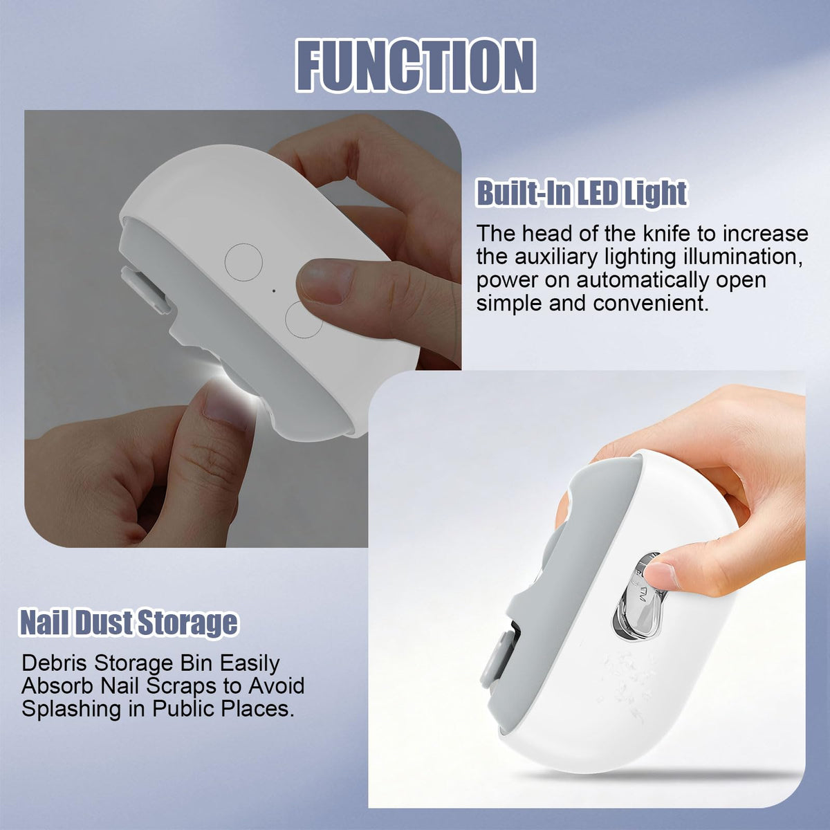 Wudmew Electric Nail Clippers with USB Type-C charging port