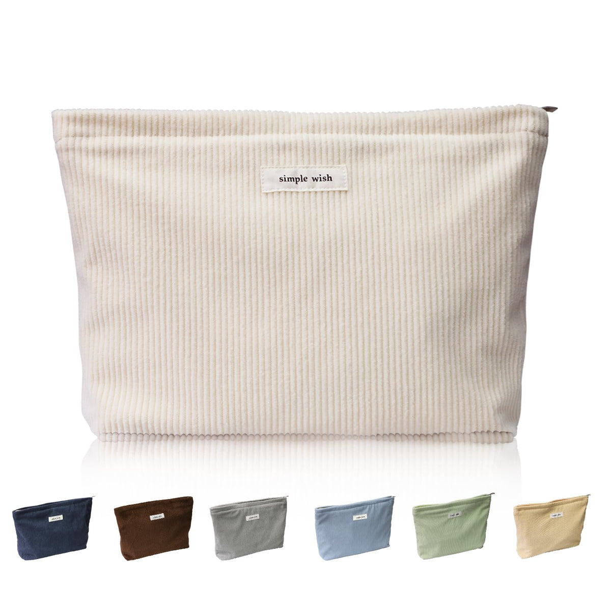 Wudygirl Makeup Bag front view in beige with zipper