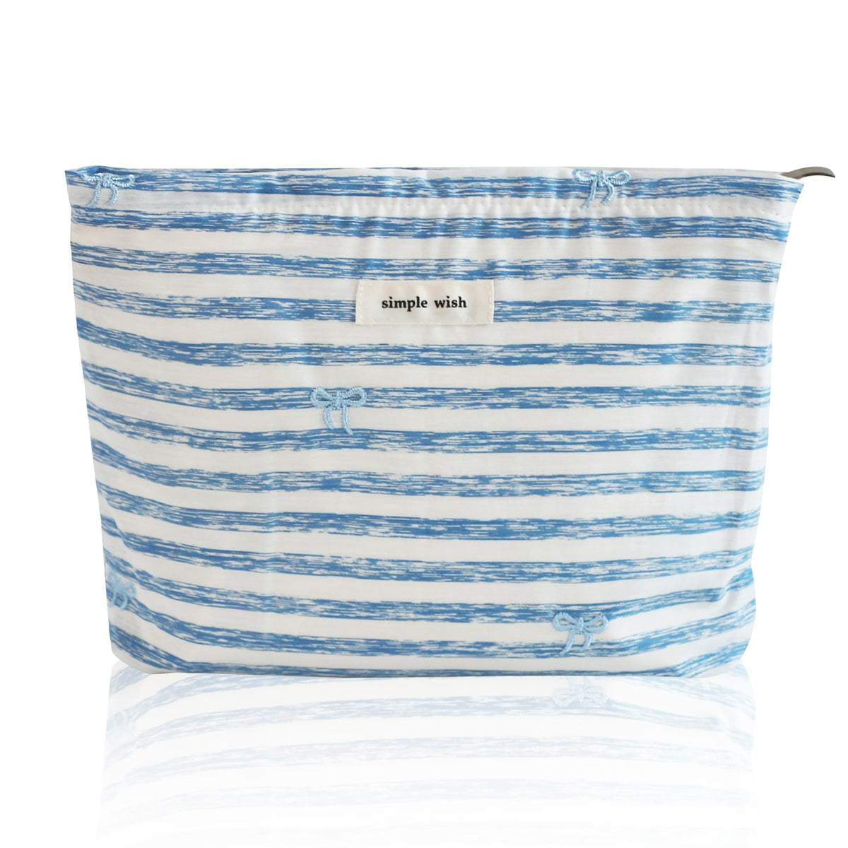 Wudygirl Makeup Bag front view with striped design
