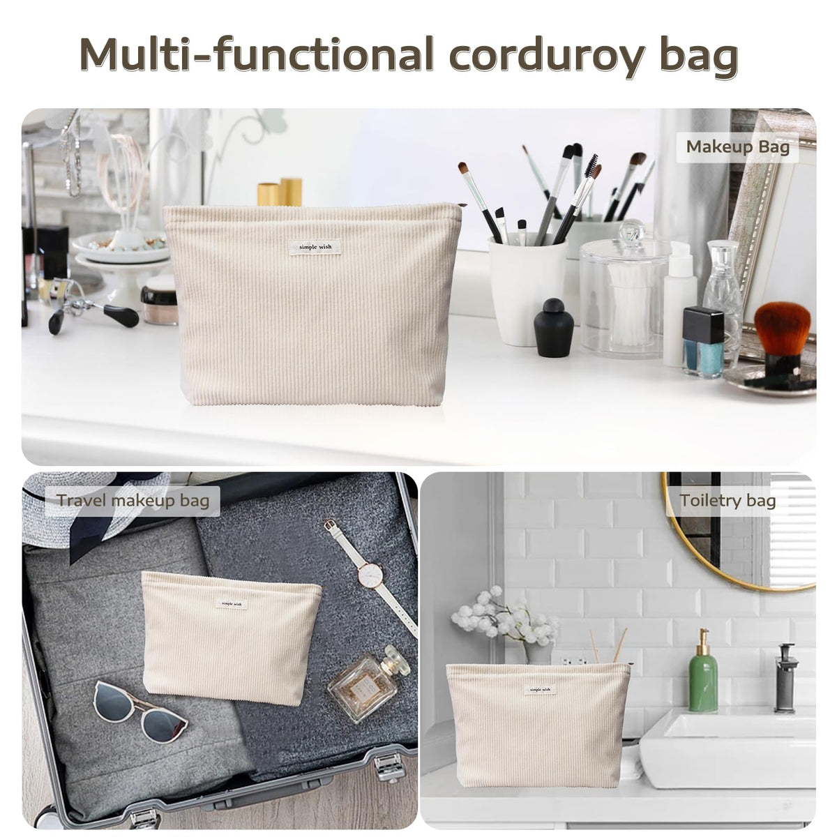 Wudygirl Makeup Bag in a lifestyle scene with accessories