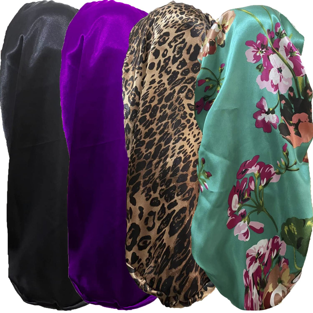 Wzl Wlg satin bonnet set with four different floral patterns