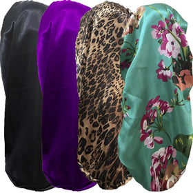 Wzl Wlg satin bonnet set with four different floral patterns