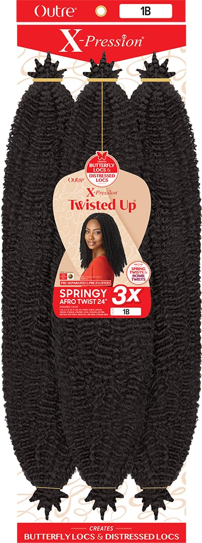 x-pression Twisted Up 24-inch Springy Afro Twist in 1B front view