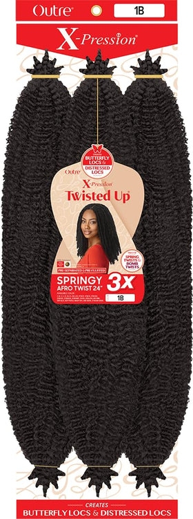 x-pression Twisted Up 24-inch Springy Afro Twist in 1B front view