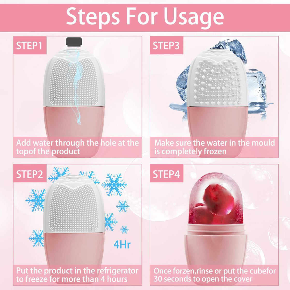 XHJRI Ice Face Roller Massager ergonomic handle