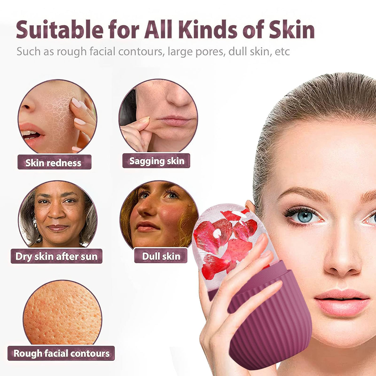 XHJRI Ice Face Roller Massager ergonomic handle close-up