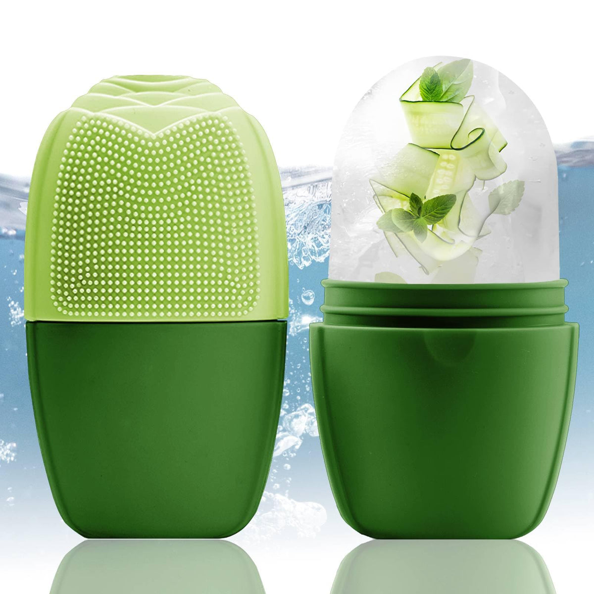 XHJRI Ice Face Roller Massager front view in green