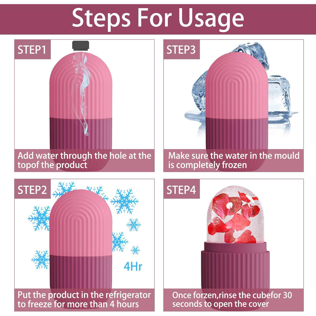 XHJRI Ice Face Roller Massager in use on a woman's face
