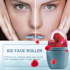 XHJRI Ice Face Roller showing silicone mold and ice cube