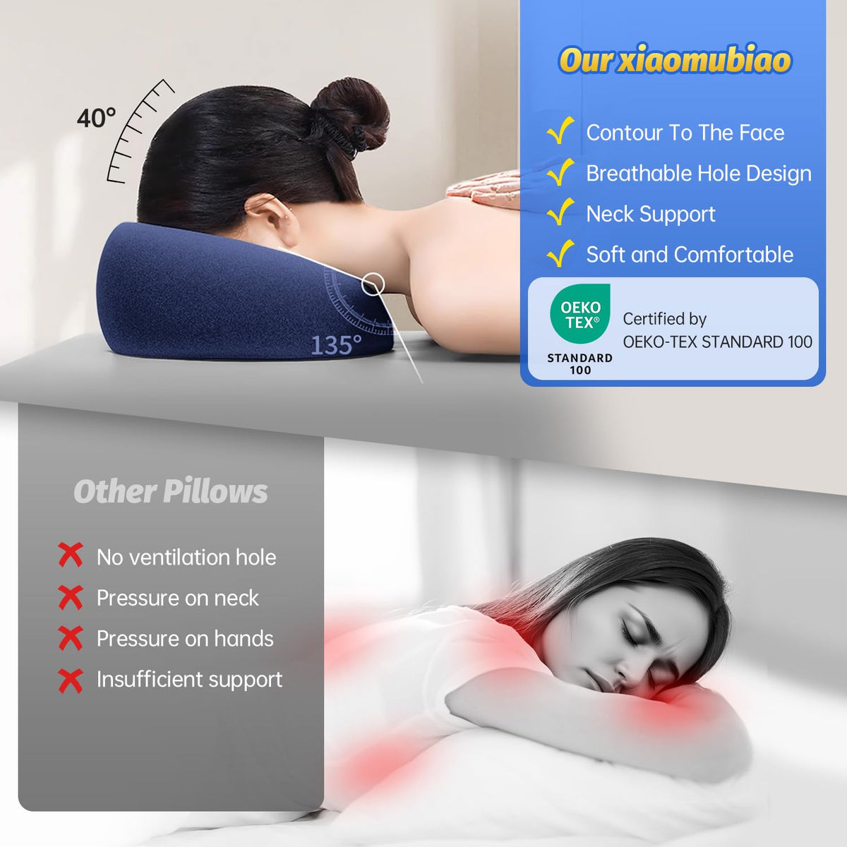 xiaomubiao Face Down Pillow in a spa setting