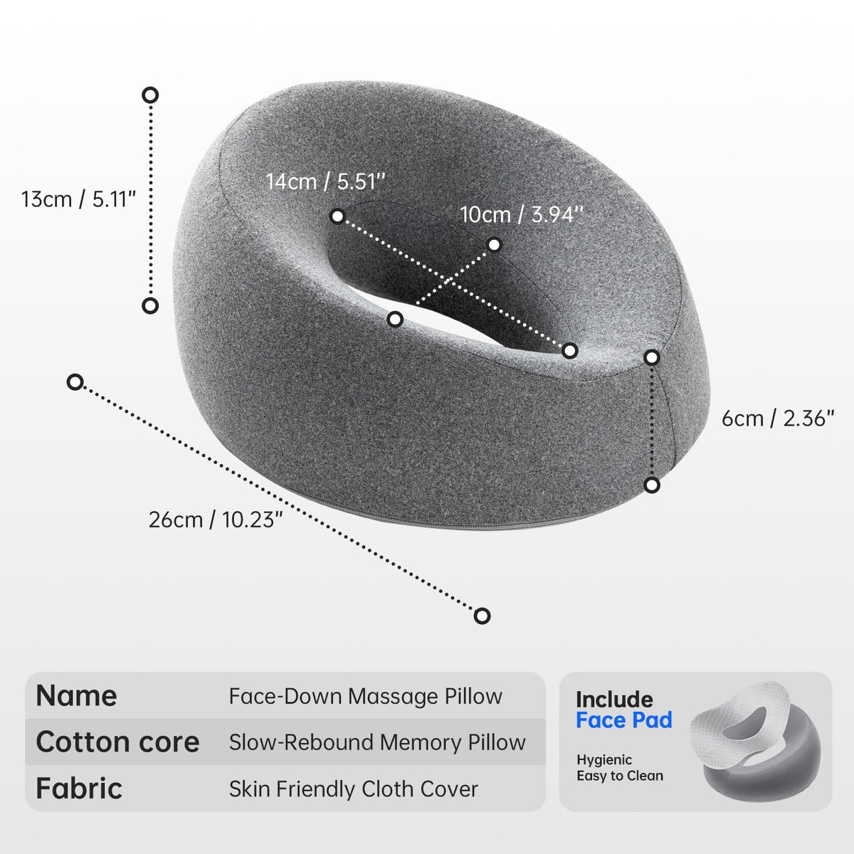 xiaomubiao Face Down Pillow side view with ergonomic contour