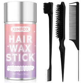 Xinfox Hair Wax Stick Set including edge brush and rat tail comb