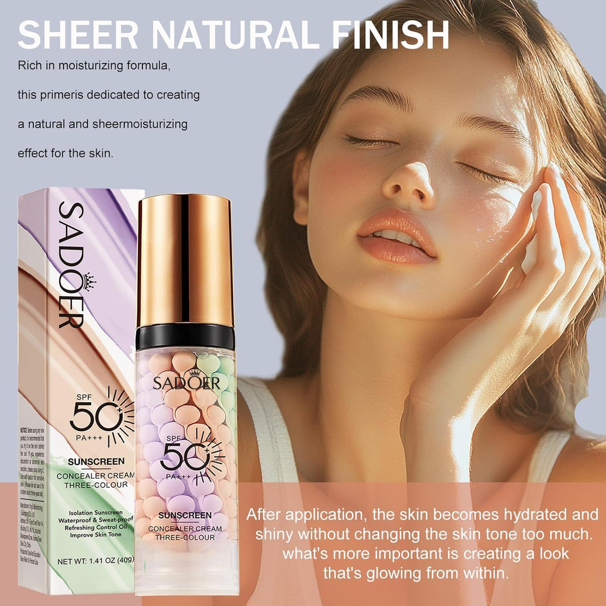 Xiuxixu Face Primer 3-in-1 SPF 50 with makeup products