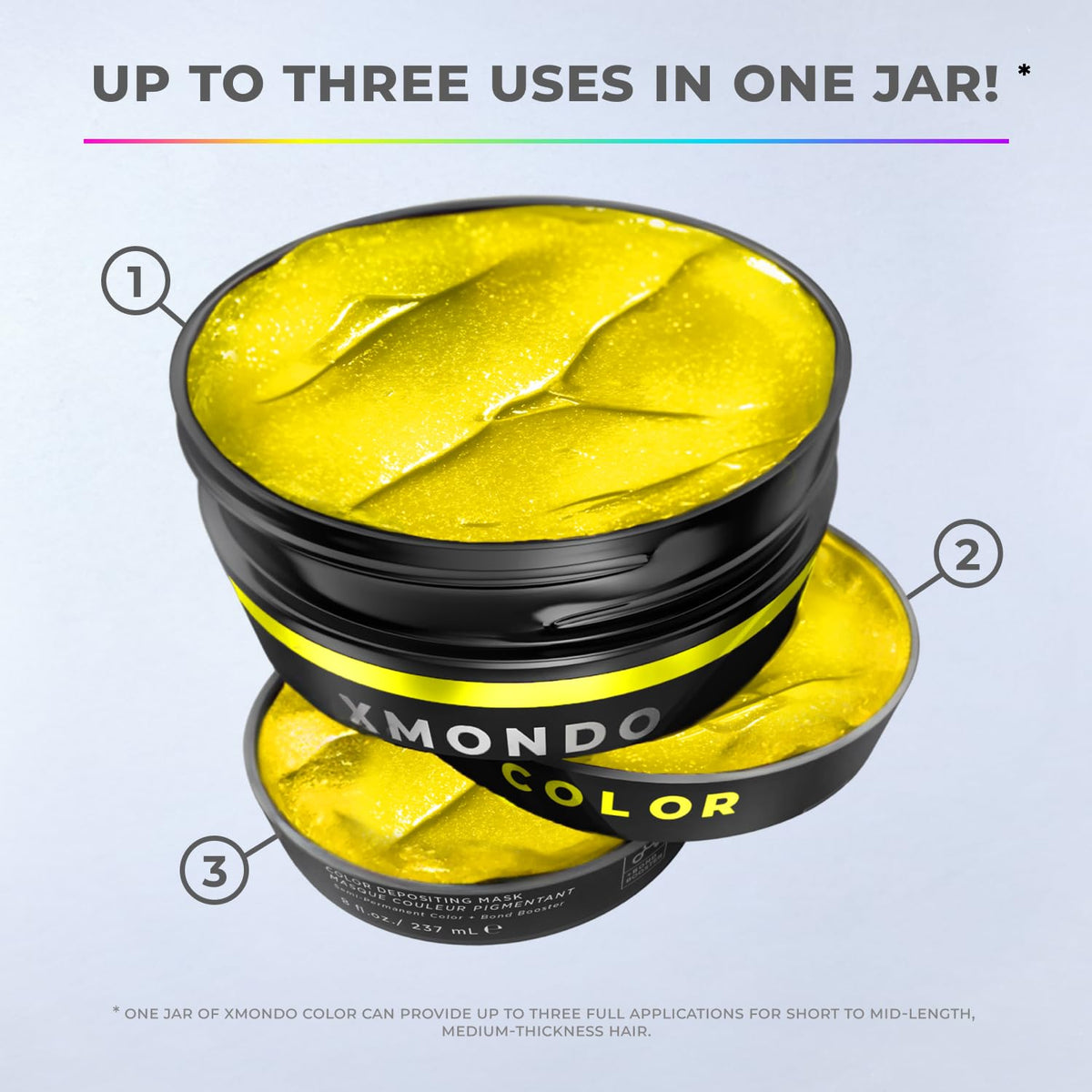 XMONDO Color Super Yellow Hair Mask in a hand with gloves
