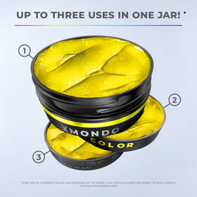 XMONDO Color Super Yellow Hair Mask in a hand with gloves
