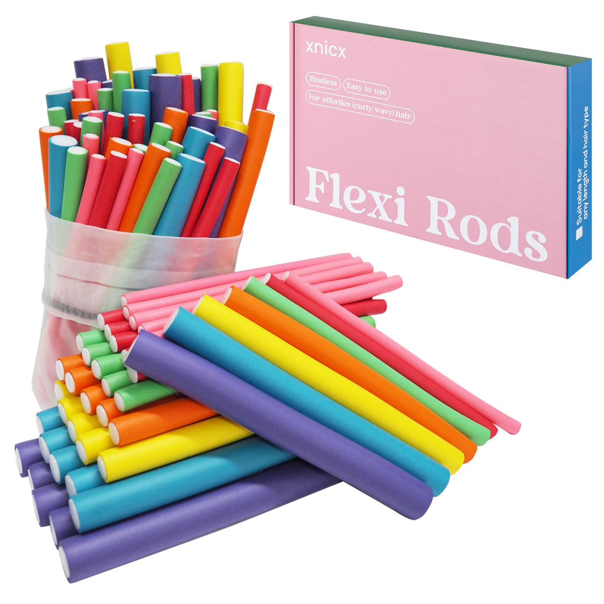 xnicx 47 Pcs Heatless Flexi Rods Set assorted sizes