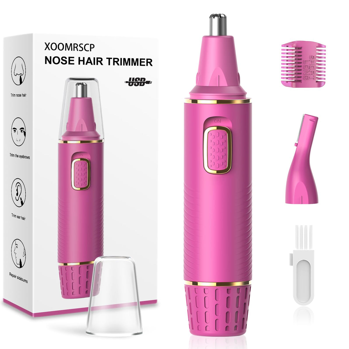 XOOMRSCP Nose Hair Trimmer front view in rose colour
