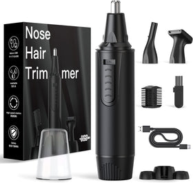 XOOMRSCP Nose Hair Trimmer front view with USB charging cable