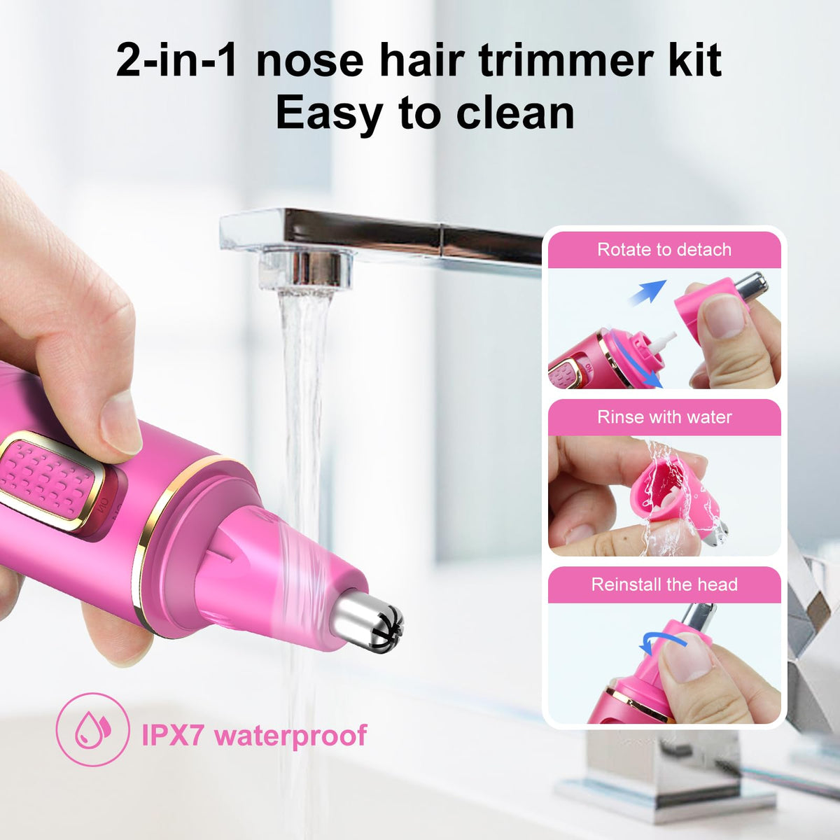 XOOMRSCP Nose Hair Trimmer in use for ear hair removal