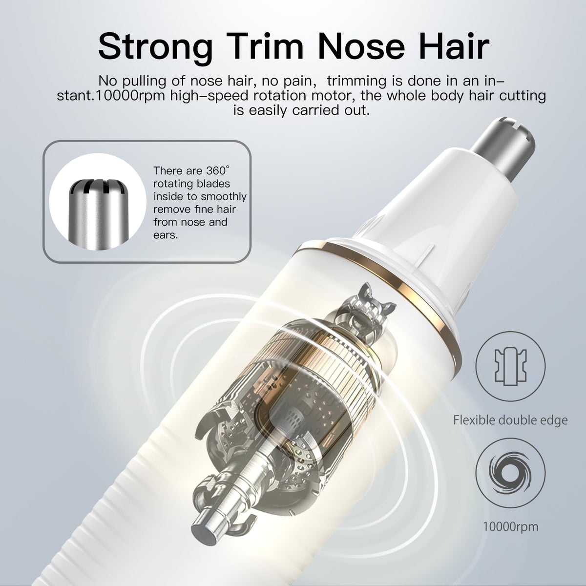 XOOMRSCP Nose Hair Trimmer in use on a model