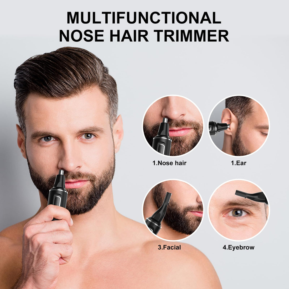XOOMRSCP Nose Hair Trimmer side view showing the tapered cone tip