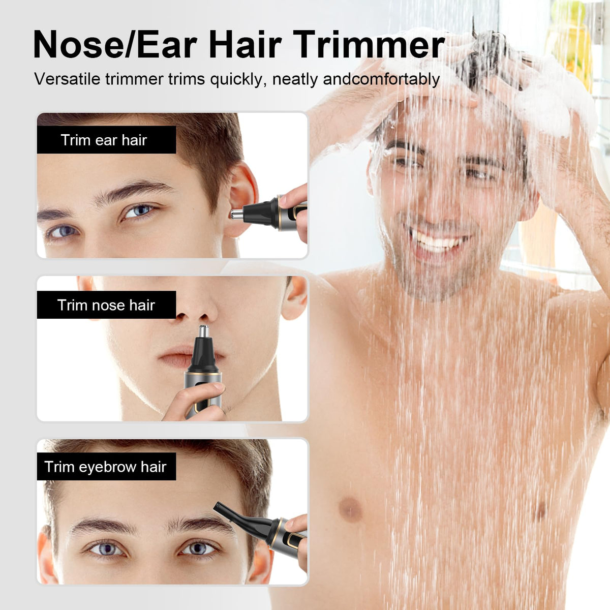 XOOMRSCP Nose Hair Trimmer side view with USB cable