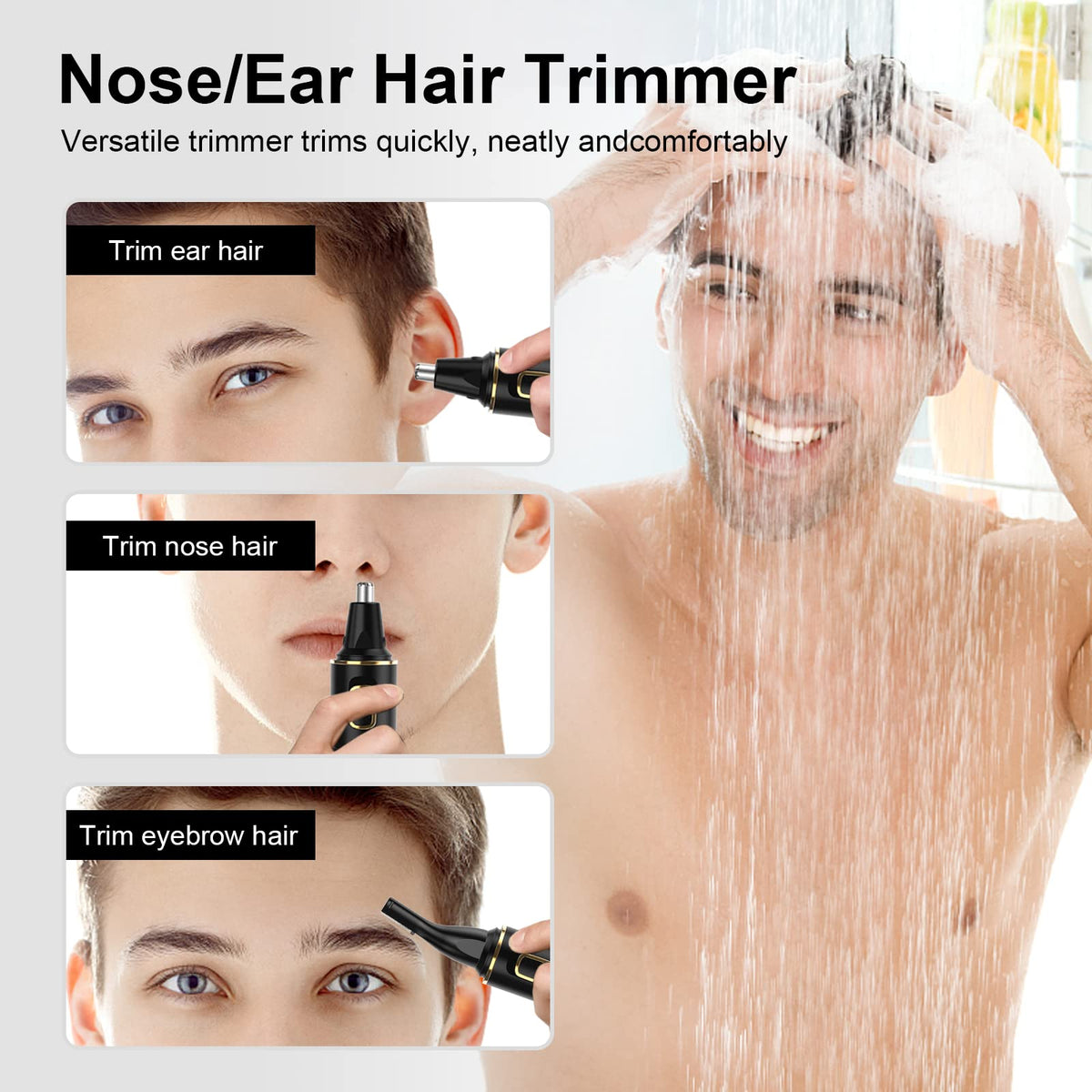 XOOMRSCP Nose Hair Trimmer side view with USB charging cable