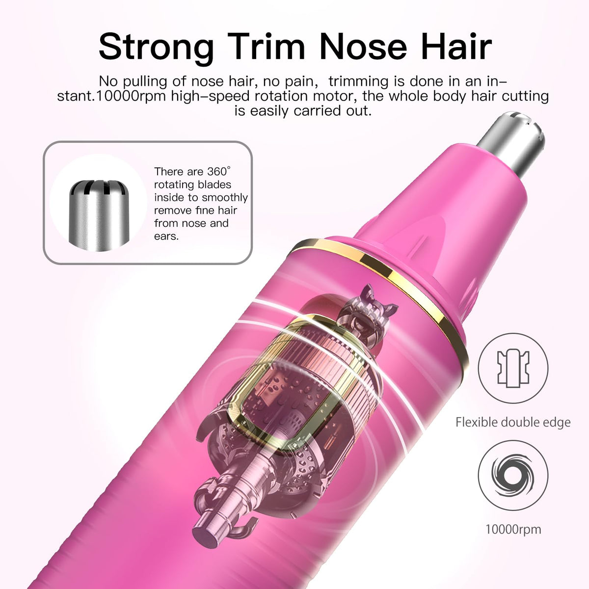 XOOMRSCP Nose Hair Trimmer with cleaning brush and dust-proof cap