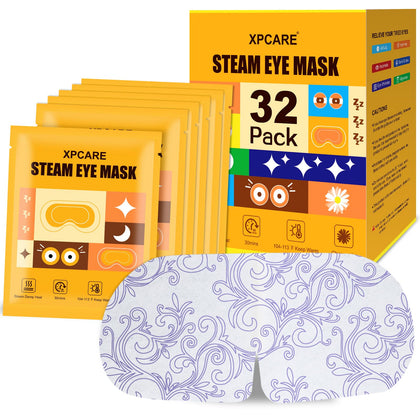 XPCARE Steam Eye Mask 32 pack front view with chamomile design