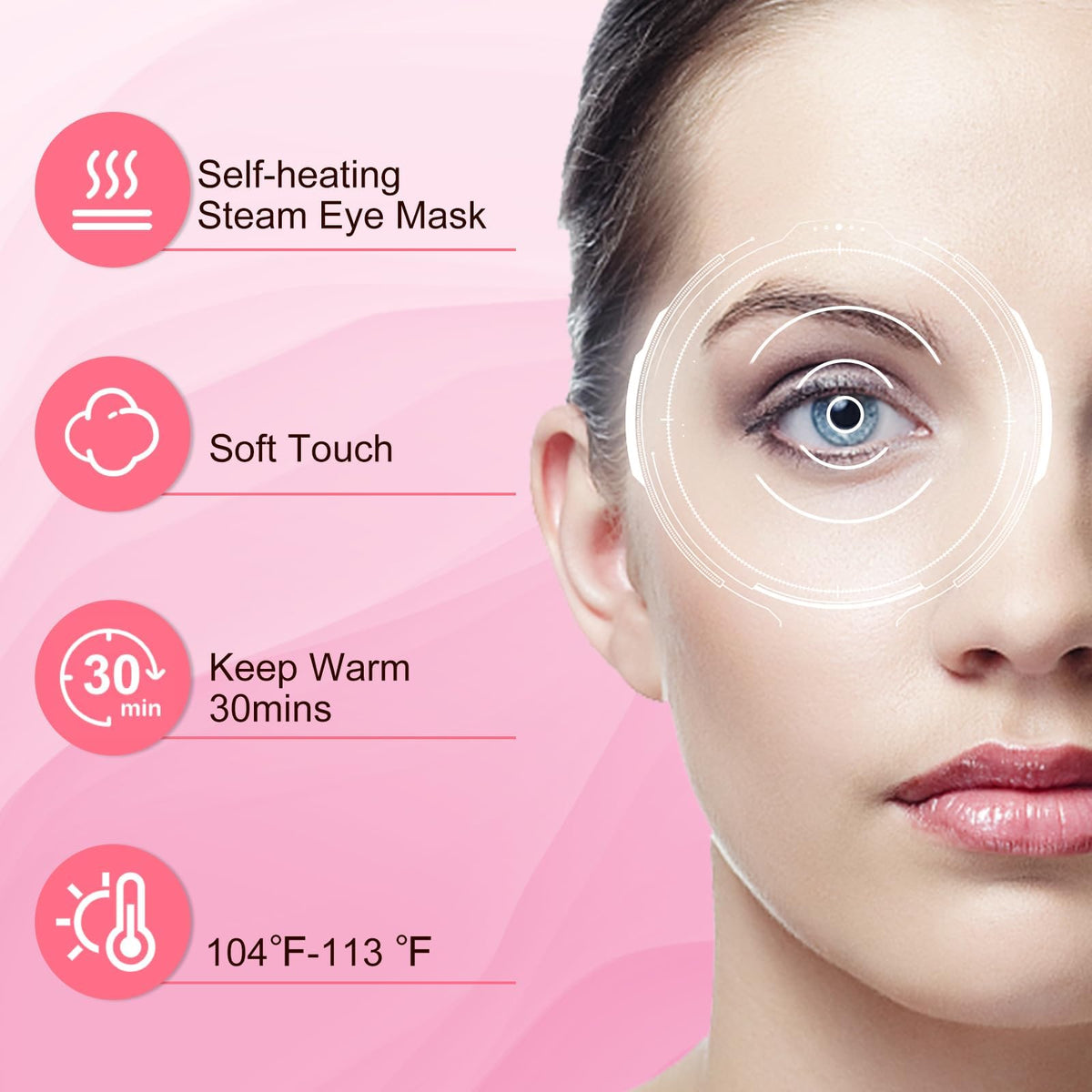 XPCARE Steam Eye Mask displayed on a desk with a cup of tea