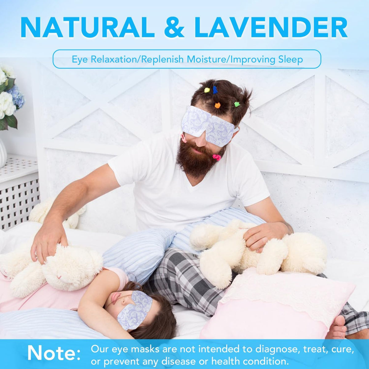 XPCARE Steam Eye Mask displayed with dimensions
