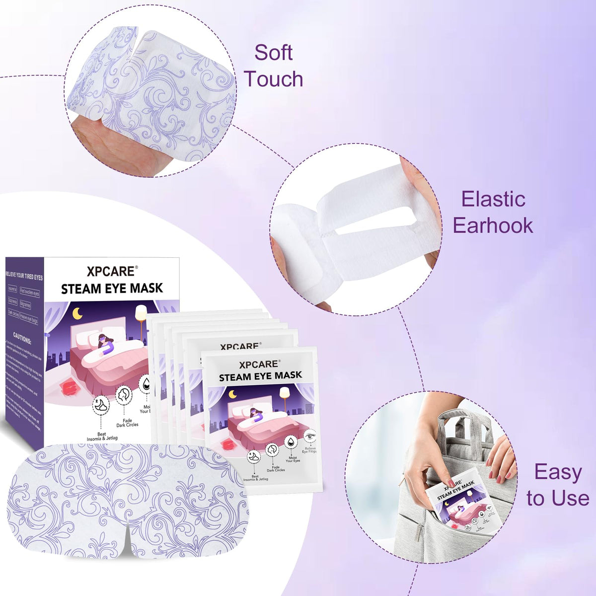 XPCARE Steam Eye Mask displayed with other beauty products