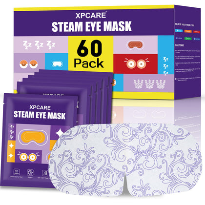 XPCARE Steam Eye Mask front view, lavender packaging
