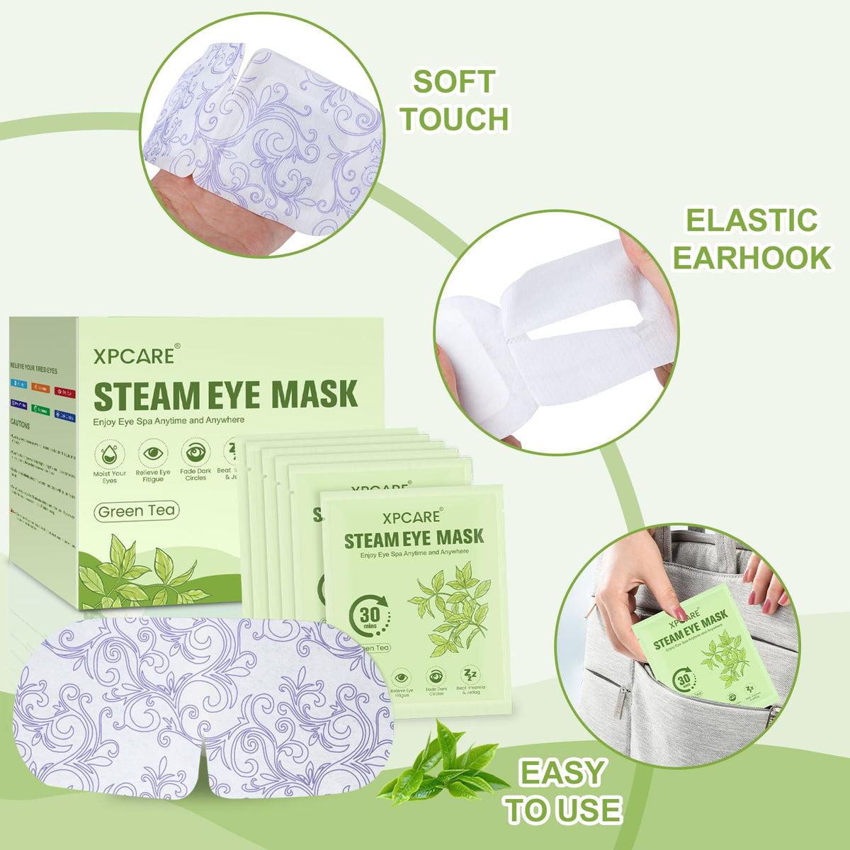XPCARE Steam Eye Mask opened showing the mask inside