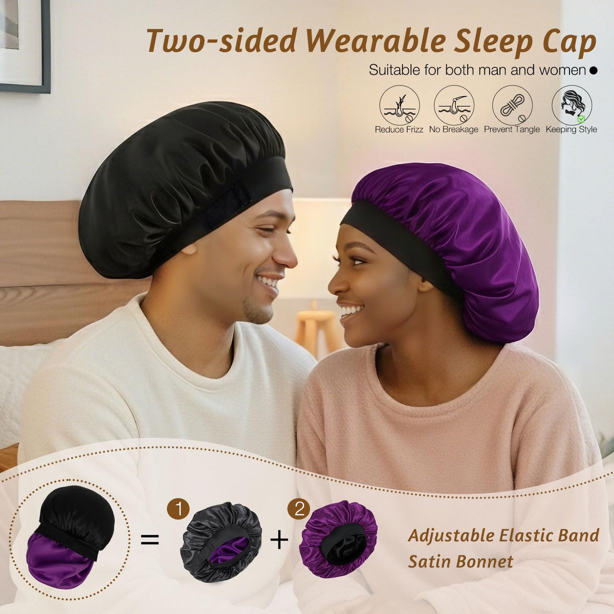 XRACEPHOL satin bonnets displayed with both colour options