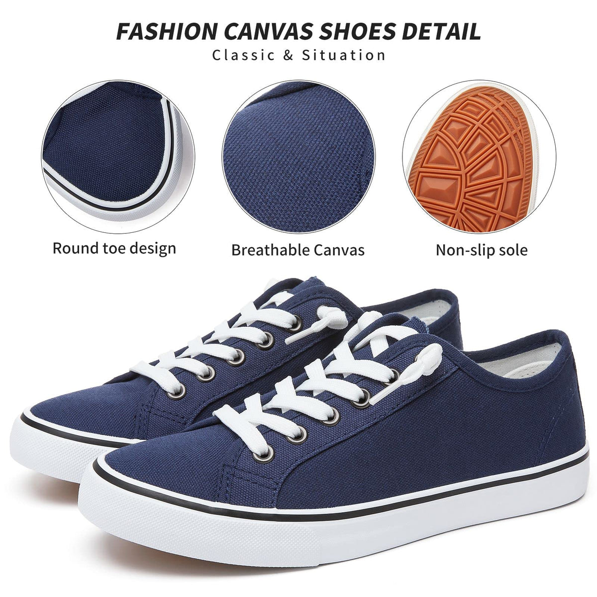 XRH Women's Navy Canvas Slip On Work Shoes back view