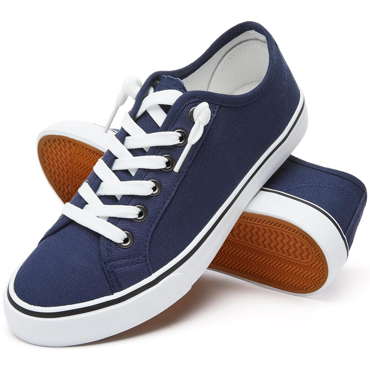 XRH Women's Navy Canvas Slip On Work Shoes front view