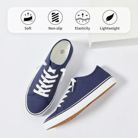 XRH Women's Navy Canvas Slip On Work Shoes lifestyle scene