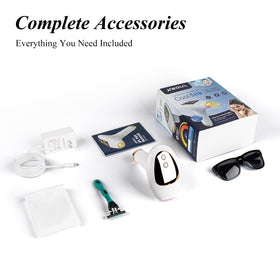 XSOUL Hair Removal Device IPL displayed on a bathroom counter