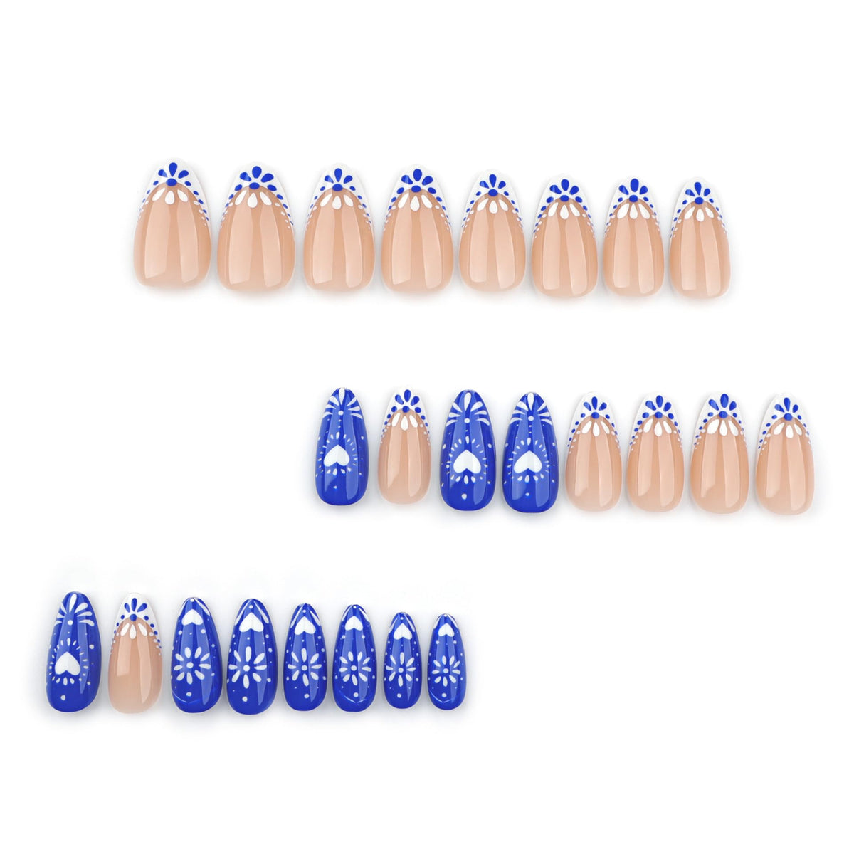 XZMeiLun Blue French Tips Press On Nails in packaging