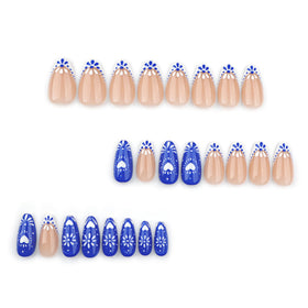 XZMeiLun Blue French Tips Press On Nails in packaging