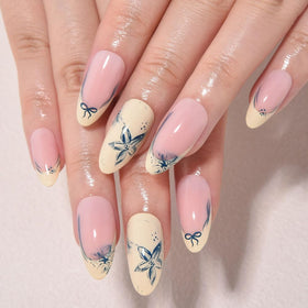 XZMeiLun Blue French Tips Press On Nails kit with accessories