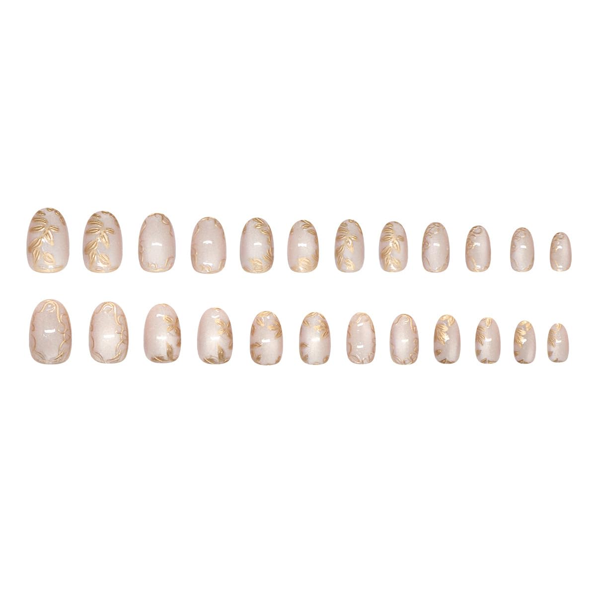 XZMeiLun Gold Leaf Press On Nails Kit contents including jelly glue and mini file