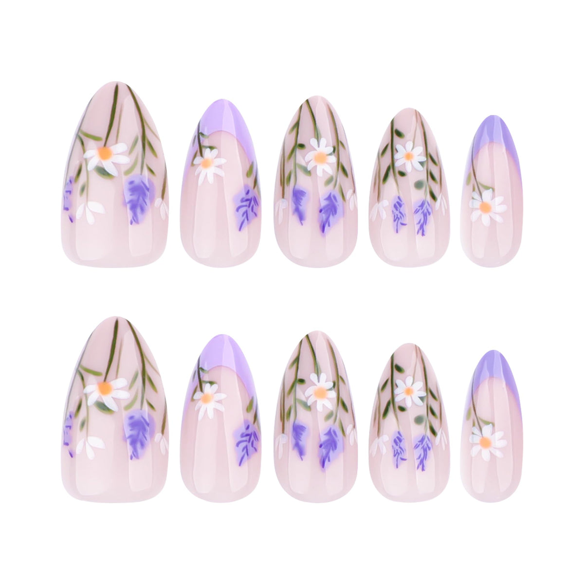 XZMeiLun Press On Nails kit with glue, file, and wooden stick