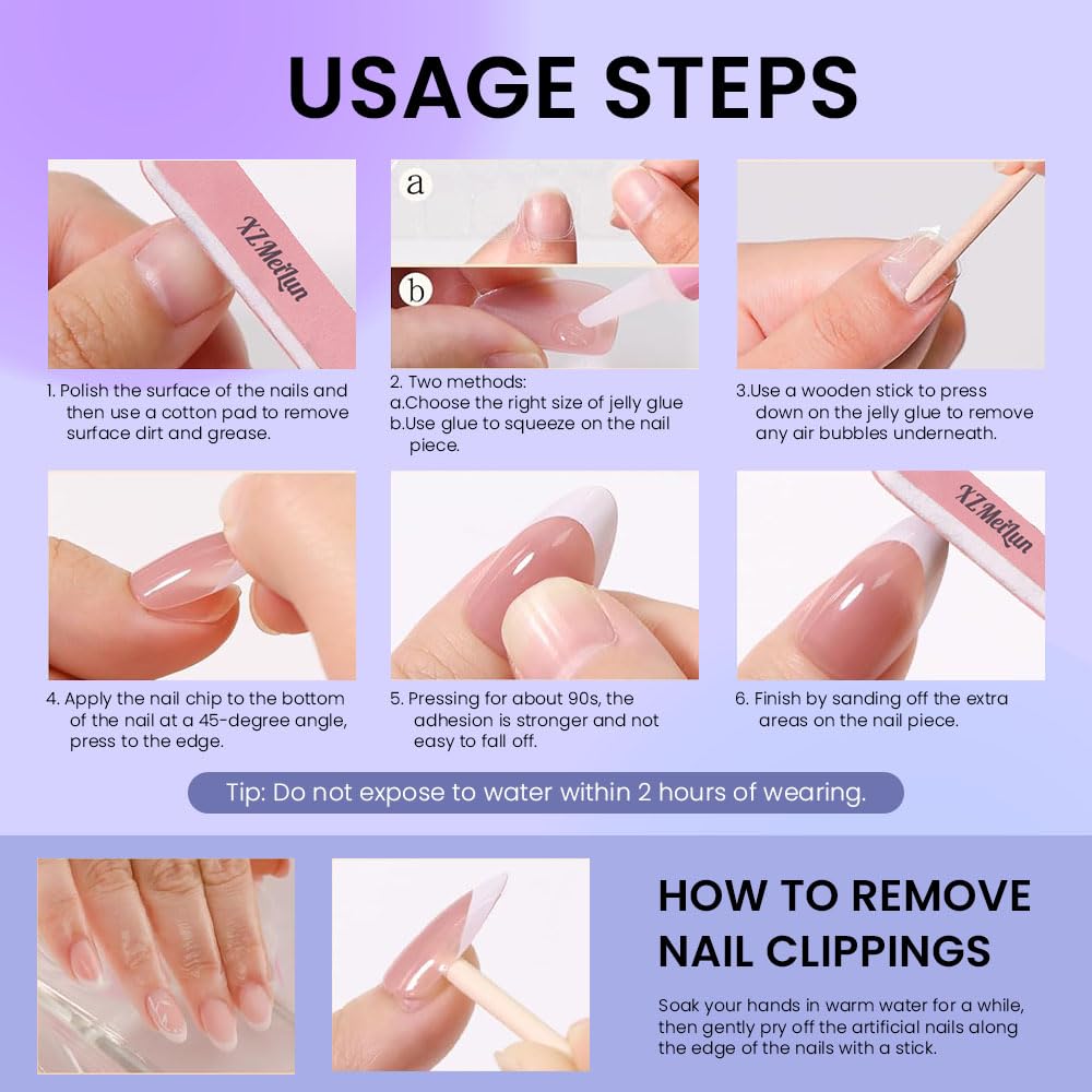 XZMeiLun press on nails showing floral design details