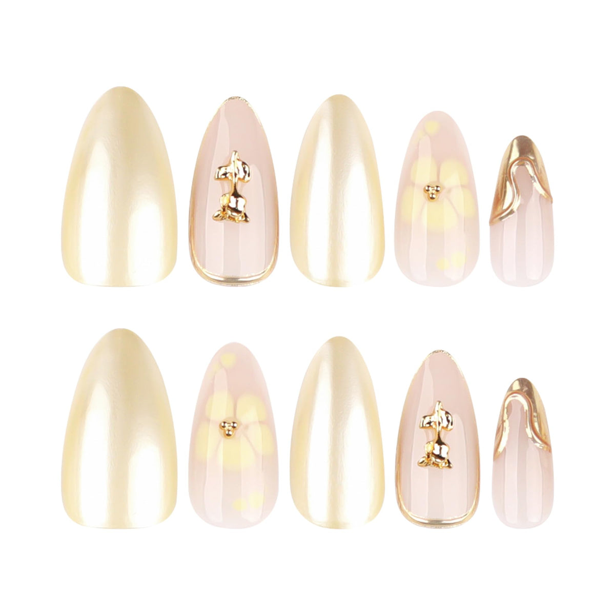 XZMeiLun press on nails with 3D floral designs