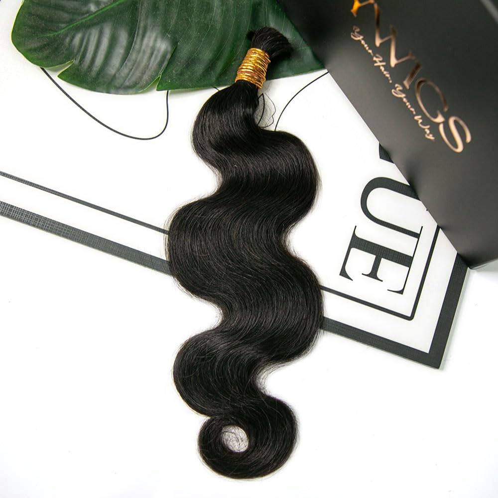 Y WIGS Body Wave Human Braiding Hair displayed with styling tools