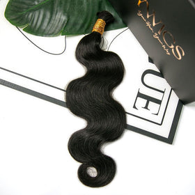 Y WIGS Body Wave Human Braiding Hair displayed with styling tools