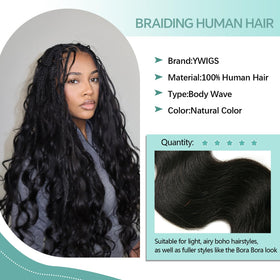 Y WIGS Body Wave Human Braiding Hair in natural light
